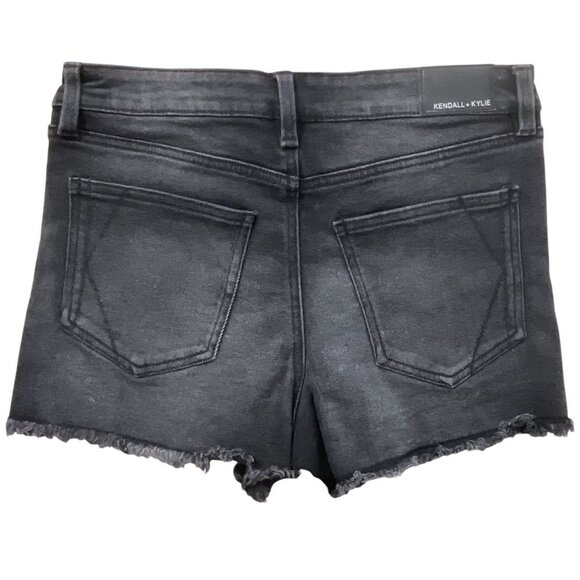 Kendall + Kylie Shorts Womens 9 The Hipster Black Denim Button Fly Cut Offs 30x3 - Picture 2 of 9